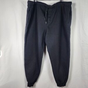 Mens XXXL Black Jogger Sweatpants Thick Chunky Fleece Drawstring Lounge Pant
